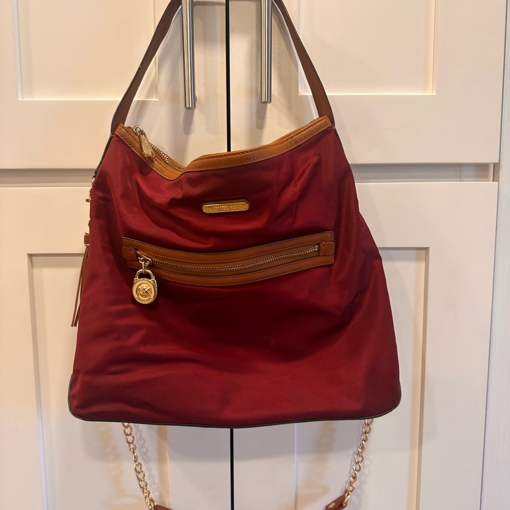 Michael Kors Red Satin Shoulder Bag